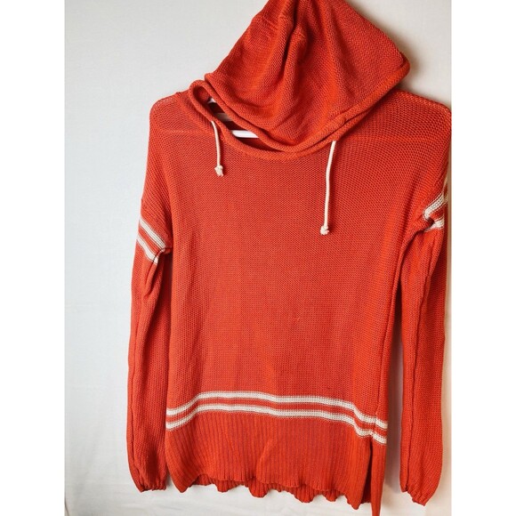Mossimo Hoodie Knit Orange Sweater Size Med Long Sleeve Pullover - Picture 3 of 7